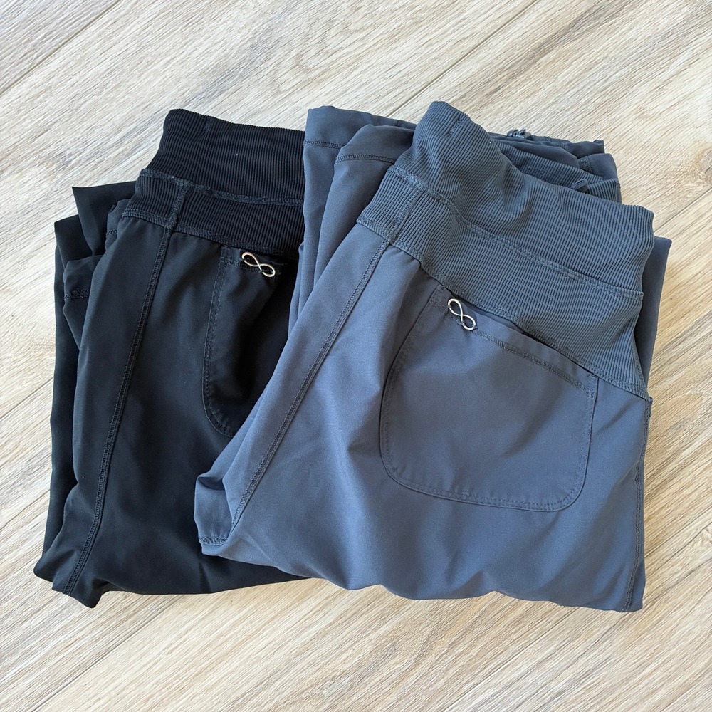 Cherokee Infinity Scrub Pants Lot of 2 ST Black Gray Straight Leg Drawstring